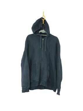 LL Bean Hoodie Traditional Fit Full Zip Navy Blue Fleece Sweatshirt XXL